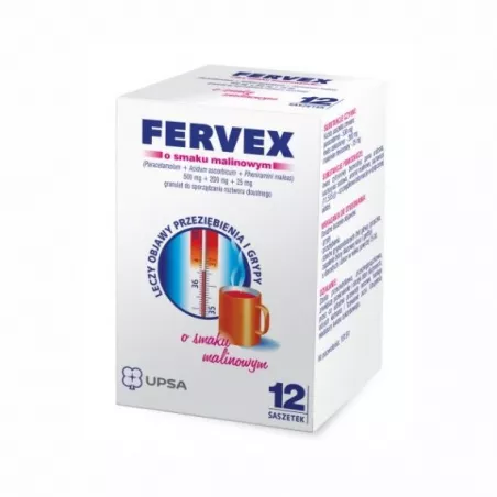 Fervex o smaku malinowym x 12 saszetek leki na gorączkę UPSA SAS