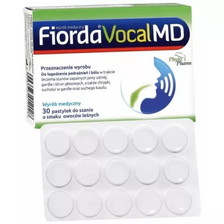 Fiorda Vocal MD smak owoców leśnych x 30 pastylek leki na ból gardła i chrypkę PHYTOPHARM KLĘKA S.A.