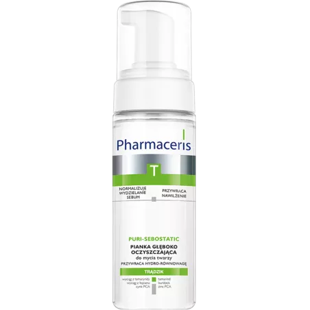 Pharmaceris T puri-sebostatic pianka głęboko oczyszczająca do mycia twarzy x 150 ml preparaty na trądzik LAB.KOSM.DR IRENA ER...