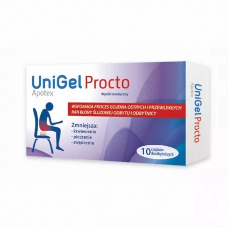 UniGel Apotex Procto czopki doodbytnicze 10 czopków preparaty na hemoroidy APOTEX NEDERLAND B.V.