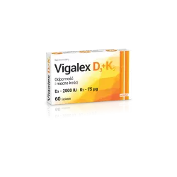 Vigalex D3 2000 j.m. + K2 x 60 tabletek witamina D BIOFARM SP.Z O.O.