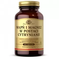 Solgar Wapń i Magnez w postaci cytrynianu 100 tabletek magnez SOLGAR POLSKA SP. Z O.O.