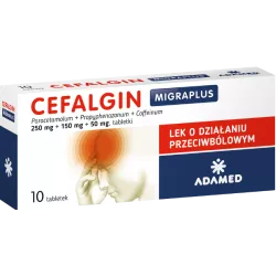 Cefalgin Migraplus 250mg+150mg+50mg x 10 tabletek migrena ADAMED PHARMA SPÓŁKA AKCYJNA
