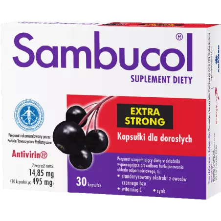 Sambucol Extra Strong x 30 kapsułek naturalne preparaty na odporność ADAMED PHARMA SPÓŁKA AKCYJNA