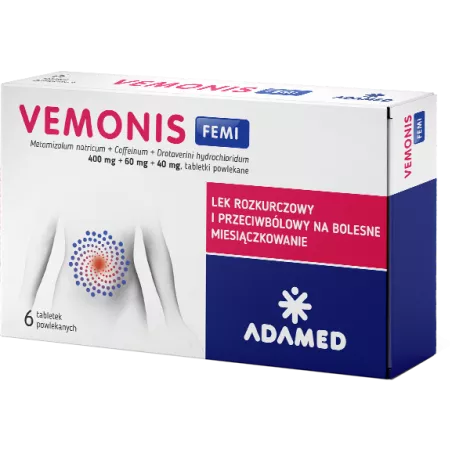 Vemonis Femi 400mg+60mg+40mg x 6 tabletek powlekanych menstruacja ADAMED PHARMA SPÓŁKA AKCYJNA