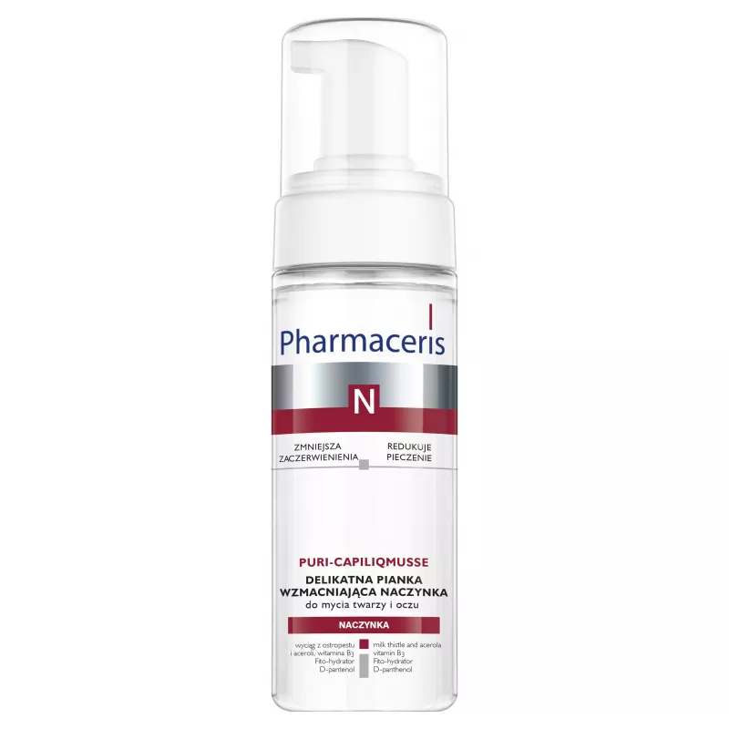 LAB.KOSM.DR IRENA ERIS SP. Z O.O. Pharmaceris N Puri-Capiliqmusse Delikatna pianka wzmacniająca naczynka do mycia twarzy i oczu x150 ml — Składniki i ocena