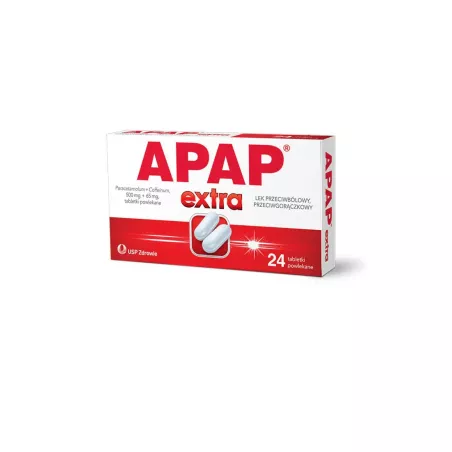 Apap Extra tabletki powlekane 500mg+65mg x 24 tabletek tabletki przeciwbólowe US PHARMACIA SP. Z O.O.