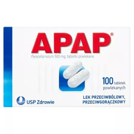 Apap tabletki powlekane 500mg x 100 tabletek tabletki przeciwbólowe US PHARMACIA SP. Z O.O.