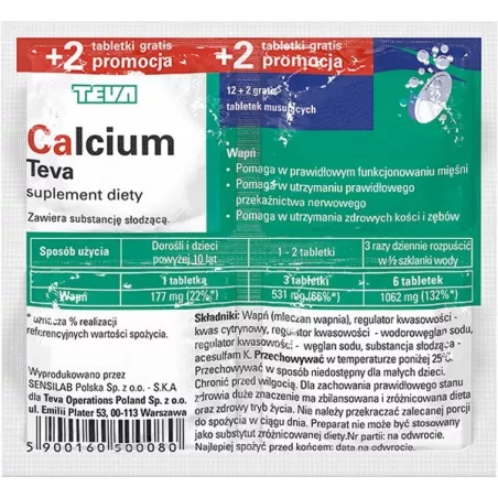 Calcium Pliva 177mgca x 14 tabletek wzmocnienie TEVA PHARMACEUTICALS POLSKA SP. Z O. O.